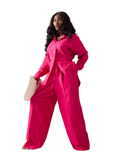 Roga Fuchsia Linen Set