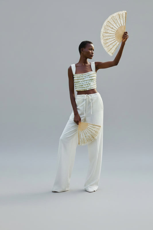 Hand Beaded Strap Detail Top