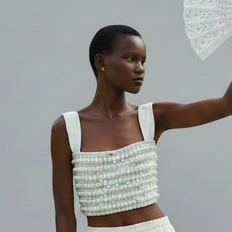 Hand Beaded Strap Detail Top