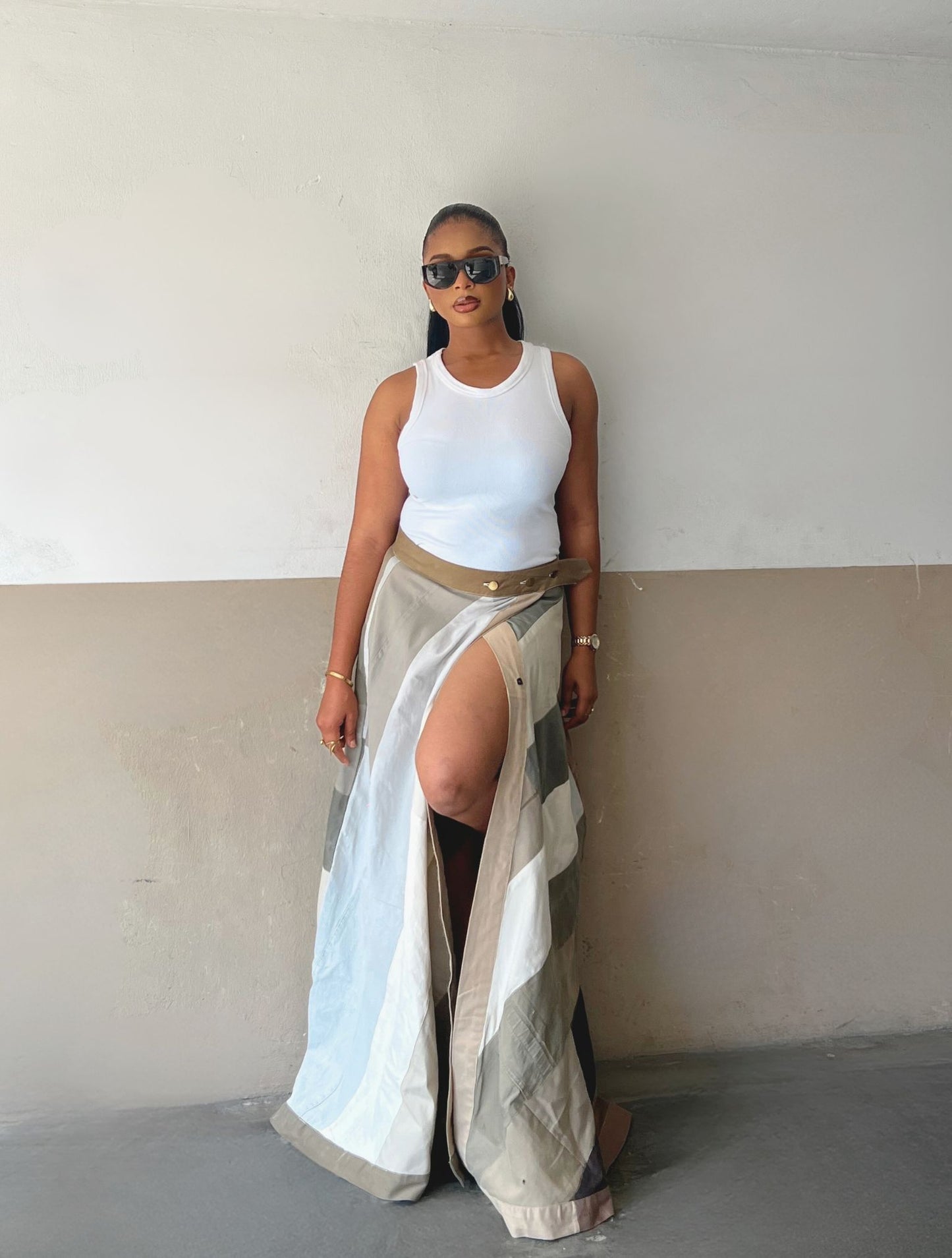 Azach Patchwork Wrap Maxi Skirt