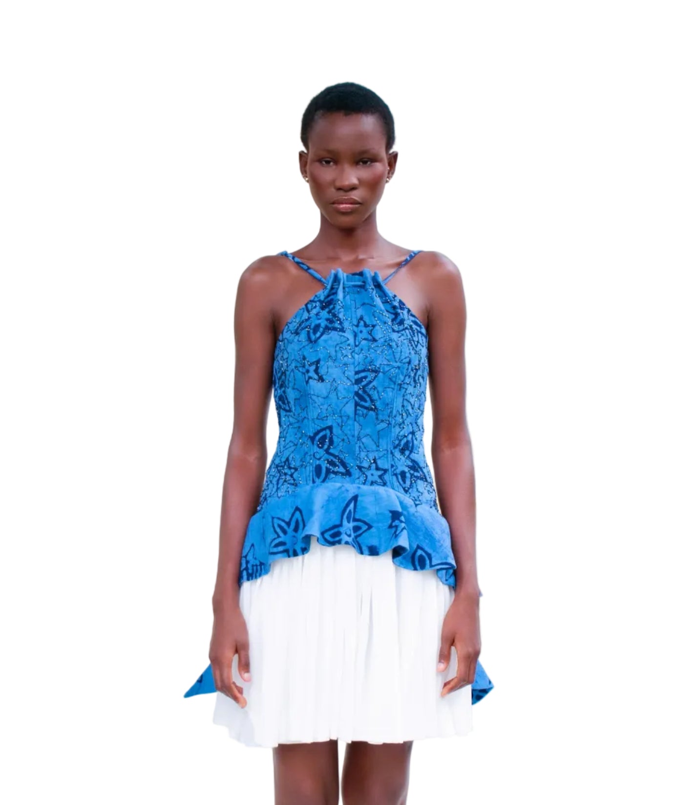 Embroidered Batik Halter Top