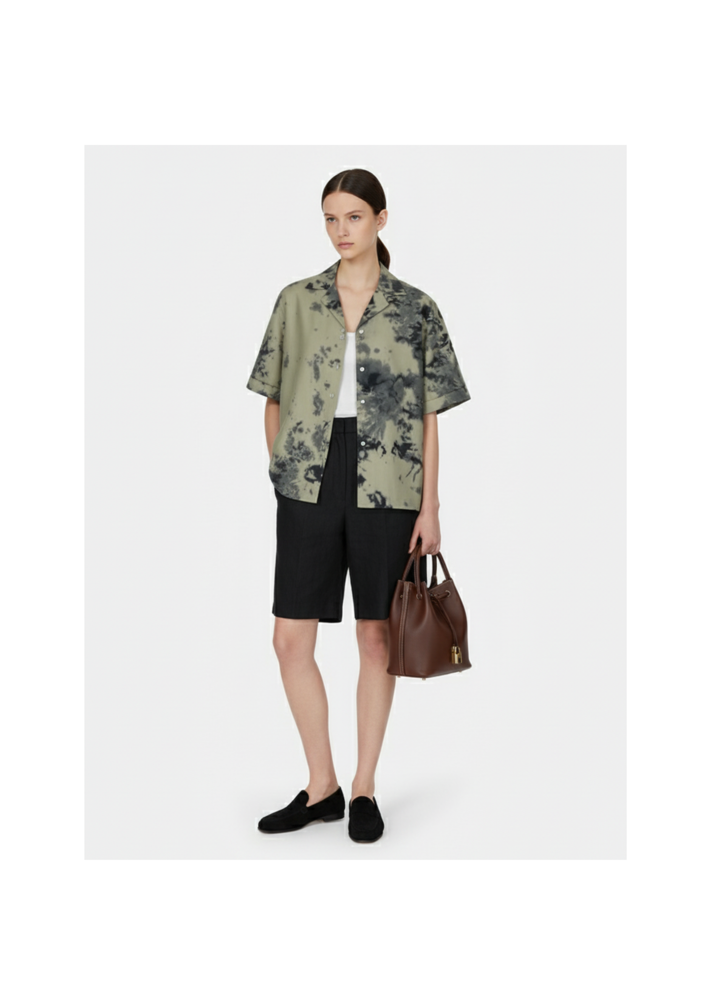 Olive Ink Dye Print Shirt