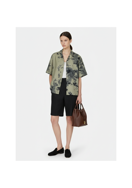 Olive Ink Dye Print Shirt