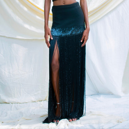 Hand Woven Fringe Detail Skirt