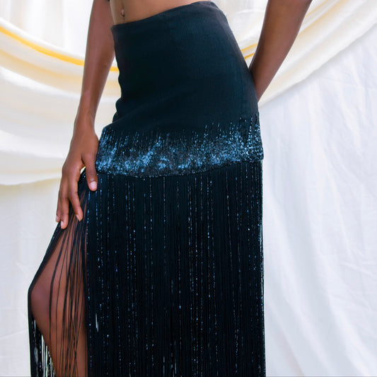 Hand Woven Fringe Detail Skirt