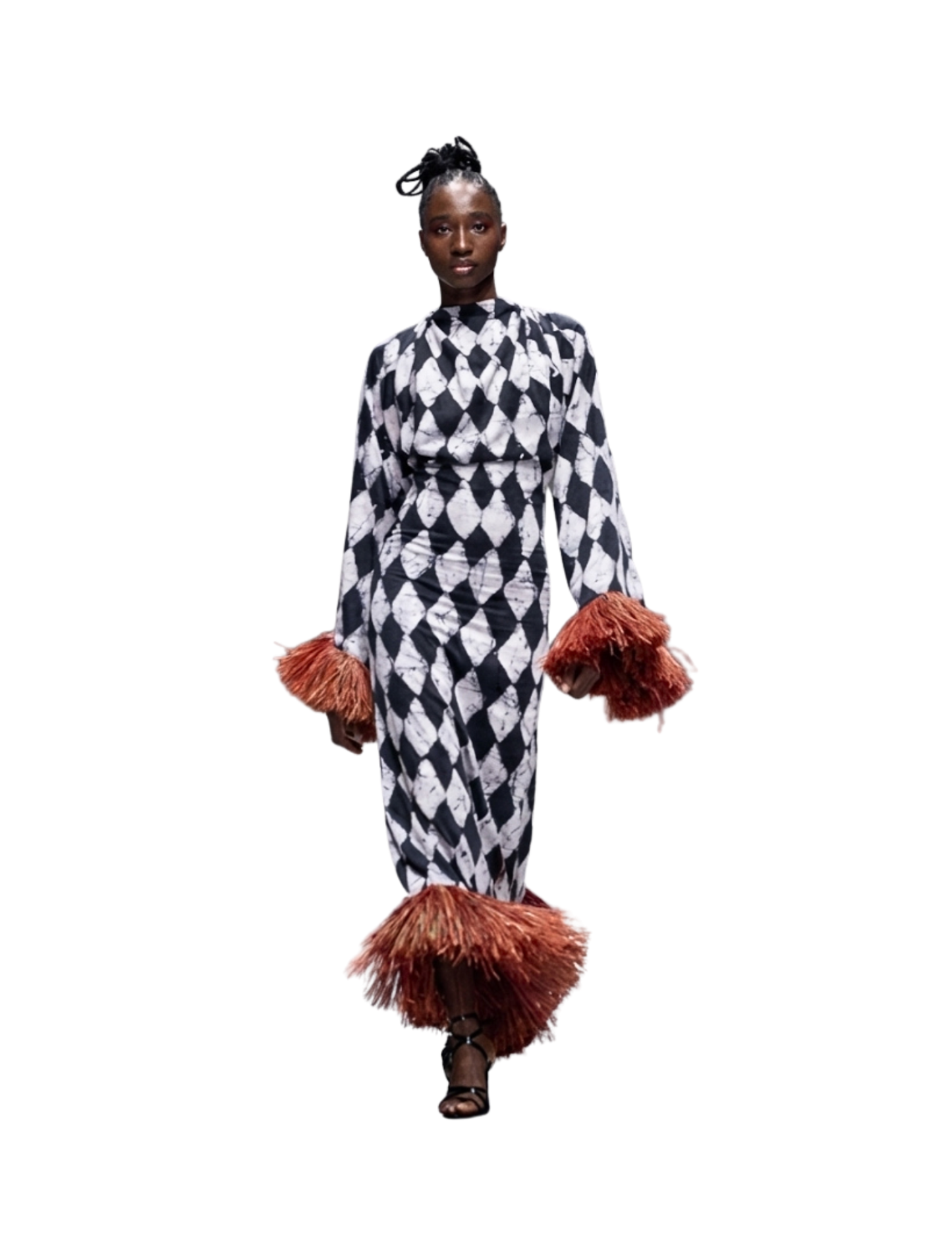 Pepper Row Alero Harlequin Batik Raffia Dress