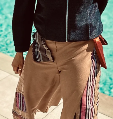 Hand Beaded Asoke Upsidedown Culottes in Tan